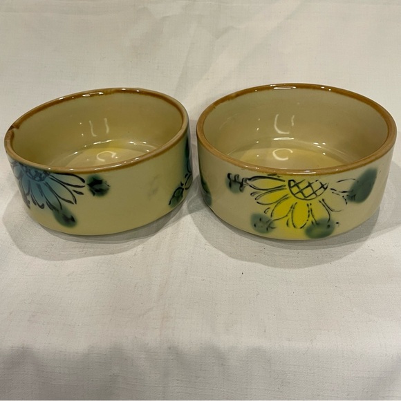 two 1970's Vintage Sunflower Soup Mug Chili Bowls Stoneware - Picture 7 of 12